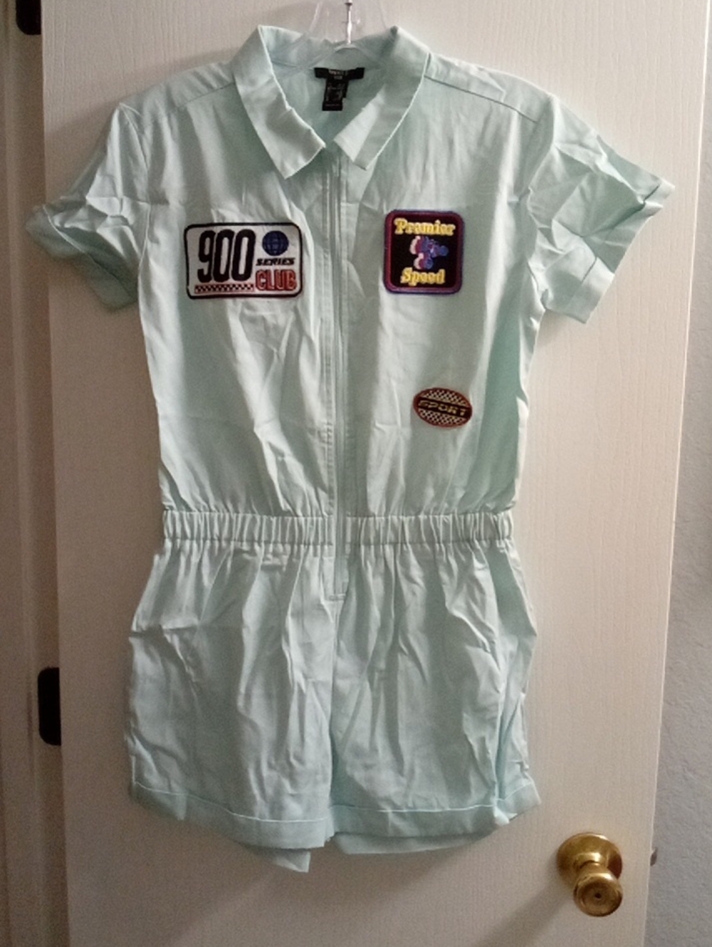 Forever 21 Mint Green Patch Pocket Short Romper